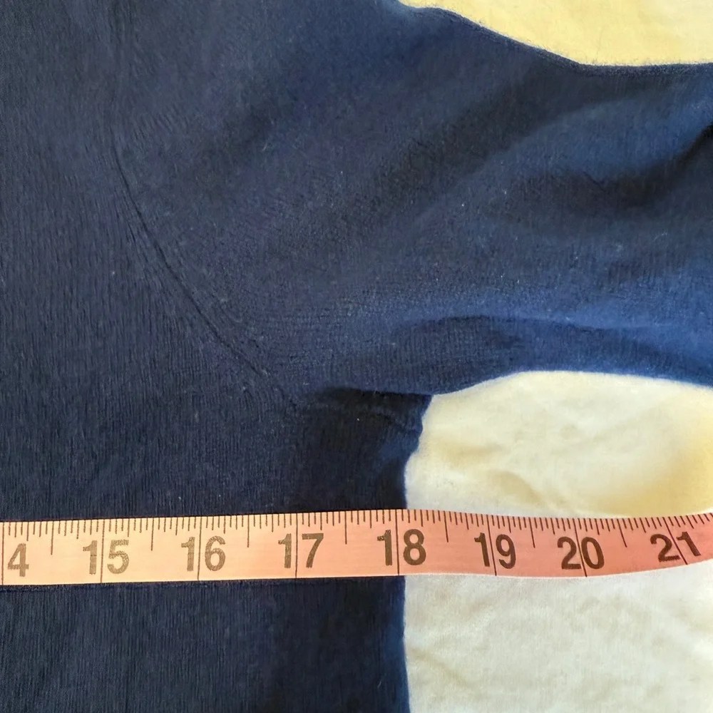 Lark & Ro 100% Navy Classic Sweater Cashmere Button Front Cardigan Size L